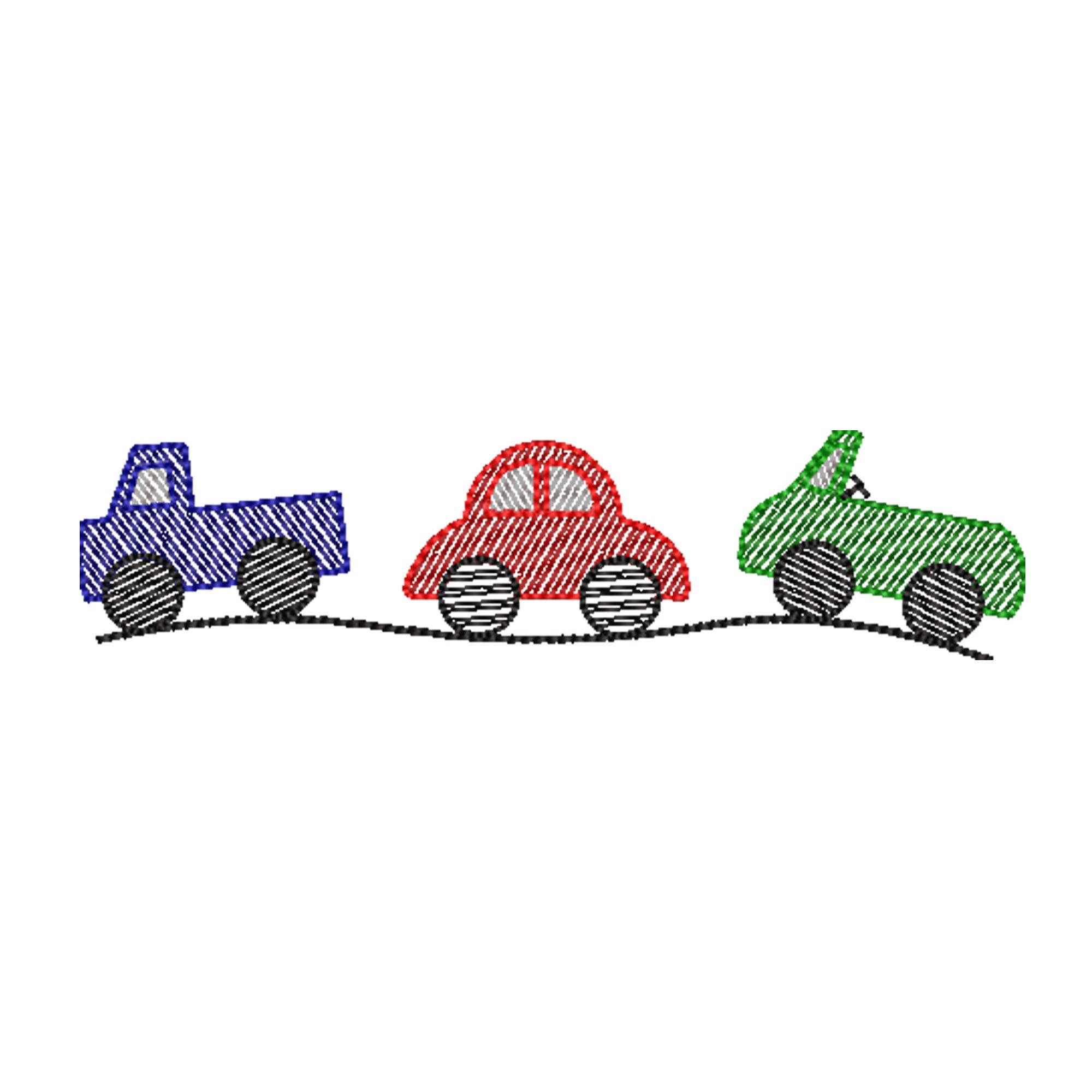 CARS on BUMPY ROAD Machine Embroidery Multiple Hoop Sizes - Etsy
