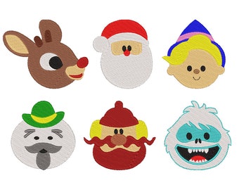 CHRISTMAS CHARACTERS - EMBROIDERY - Multiple Sizes - Rudolph the Red Nosed Reindeer - Instant Digital Download - Santa Embroidery - Snowman