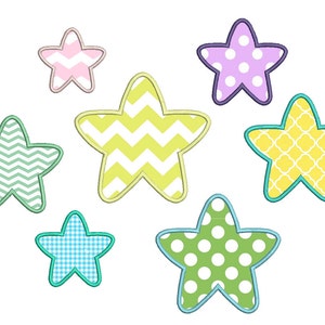 CUTE STAR Applique Design - Machine Embroidery - Instant Download Digital File - Multiple Sizes