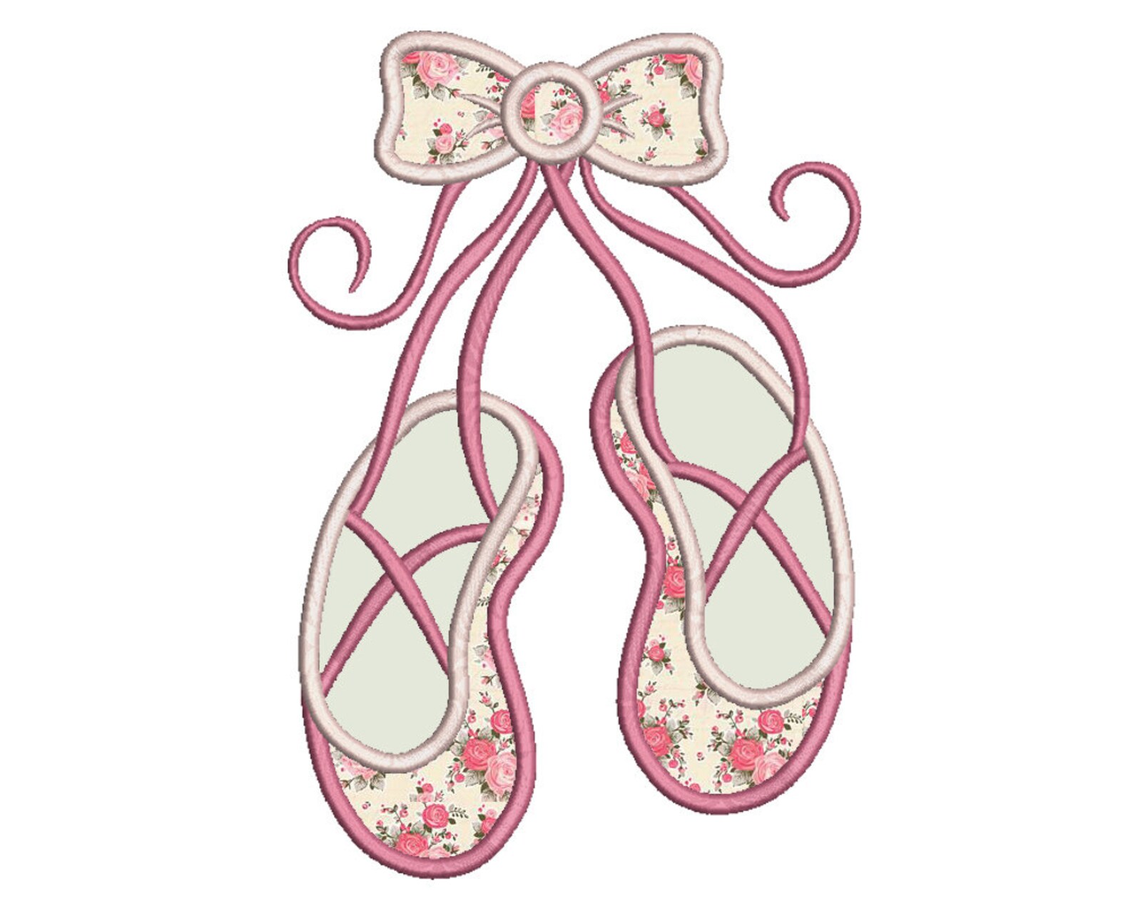 ballet shoes applique design - machine embroidery - instant download - 4x4, 5x7, 6x10, 8x12