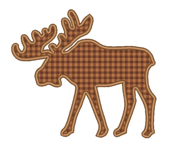 MOOSE Silhouette Applique Design Machine Embroidery Etsy