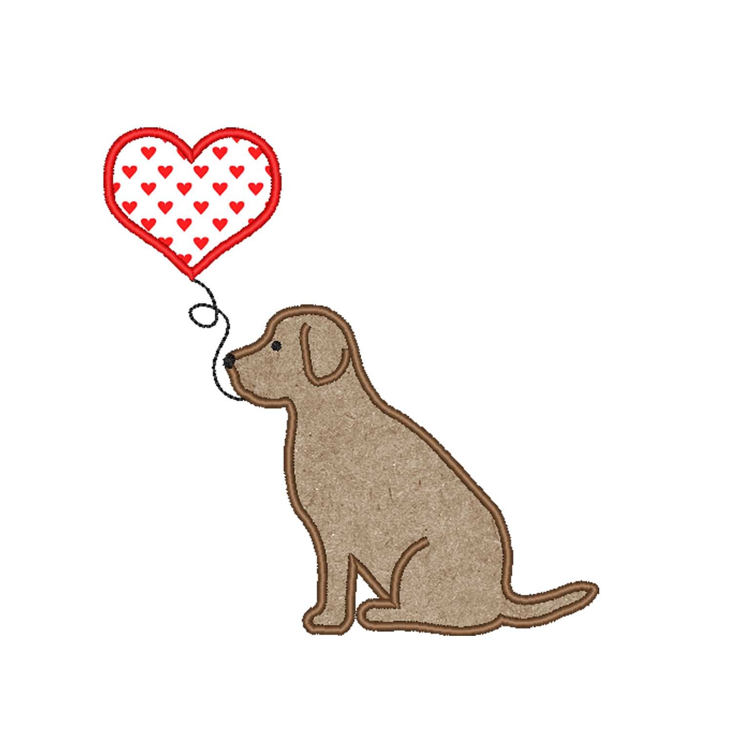 LABRADOR HEART BALLOON - Appliqué Design - Machine Embroidery - Instant ...