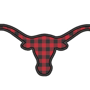 LONGHORN SILHOUETTE APPLIQUE - Machine Embroidery - Instant Dowload 4x4, 5x7, 6x10, 8x8 - Texas Longhorn Design
