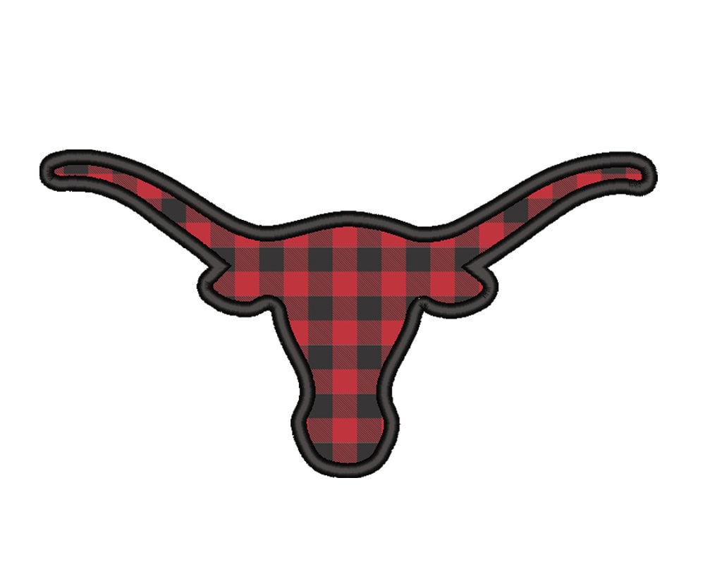 LONGHORN SILHOUETTE APPLIQUE - Machine Embroidery - Instant Dowload 4x4, 5x7, 6x10, 8x8 - Texas Longhorn Design