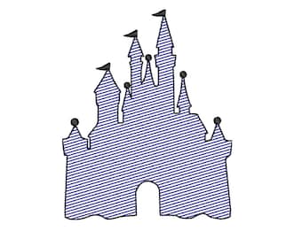 CASTLE - Sketch EMBROIDERY design - Multiple Sizes - Instant Digital Download - Machine Embroidery - Princess Castle Embroidery