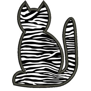 CAT SILHOUETTE Applique Design - Instant Download Digital File - Machine Embroidery