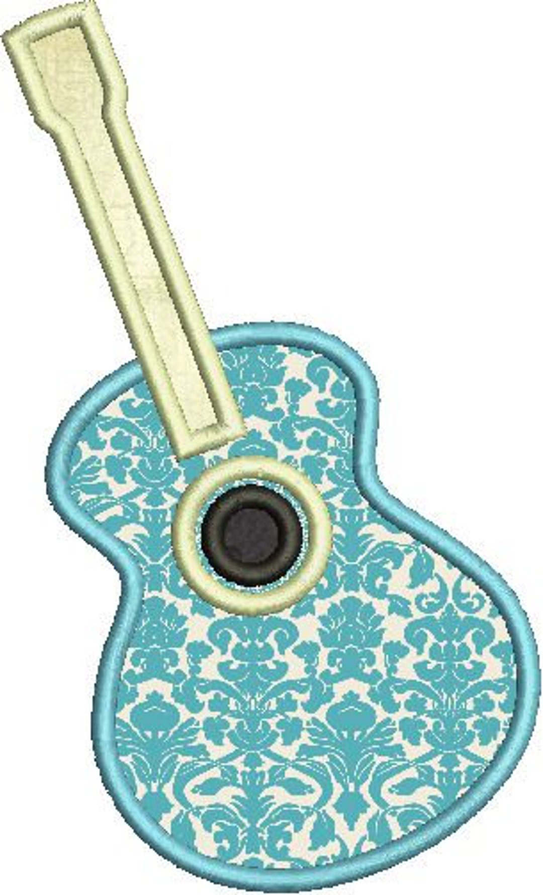 GUITAR Applique Design Machine Embroidery Digital File Etsy
