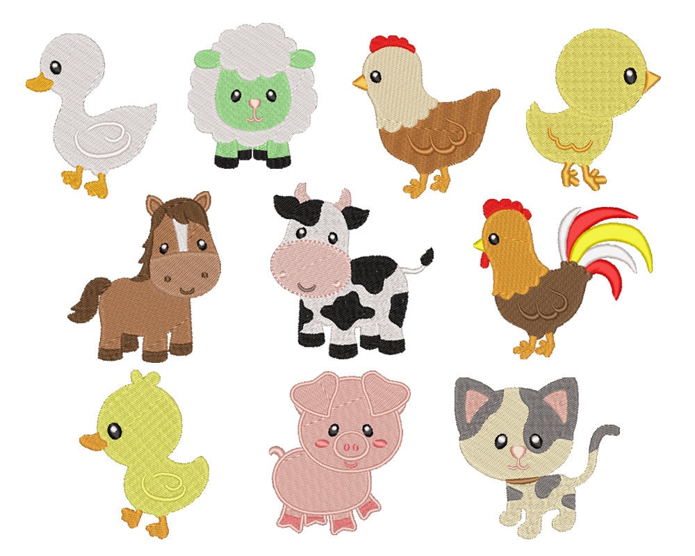 FARM ANIMALS Machine Embroidery BARN Appliqué Design Etsy Australia