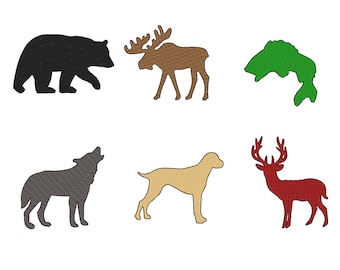 WILDLIFE ANIMALS - Mini Embroidery - Machine Embroidery - Instant Digital Download - Multiple Sizes