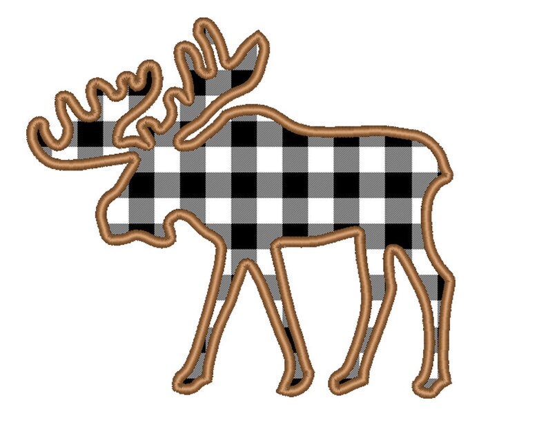 MOOSE Silhouette Applique Design Machine Embroidery Etsy