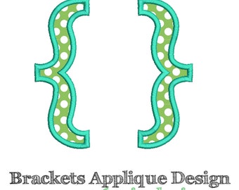 BRACKETS APPLIQUÉ DESIGN - Left and Right Brackets - 2 inch, 3 inch, 4 inch, 5 inch, 6 inch, 7 inch - Machine Embroidery - Instant Download