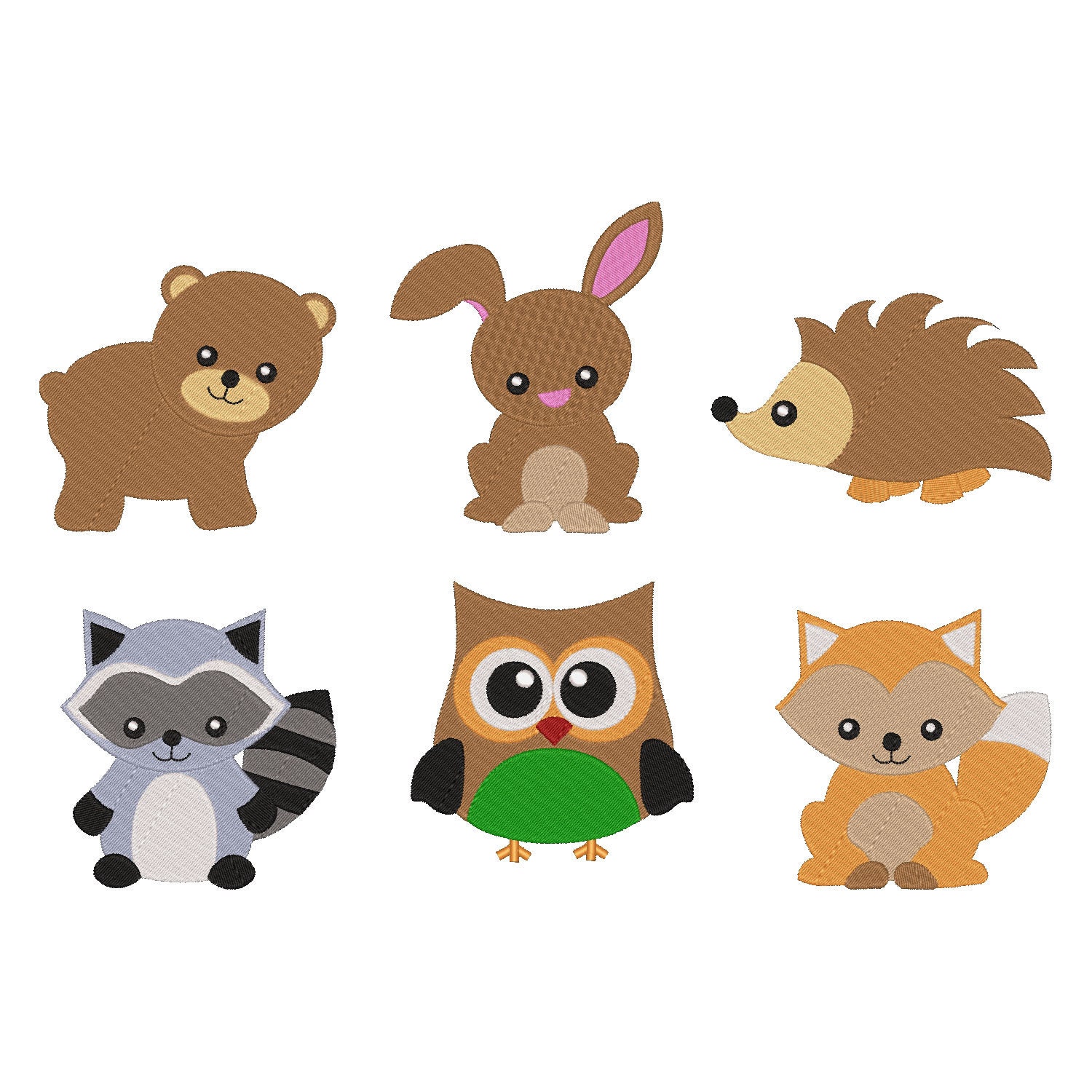 WOODLAND FOREST ANIMALS - Machine Embroidery - Mini Embroidery ...