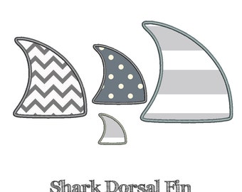 SHARK DORSAL FIN Applique Design - Machine Embroidery - Multiple Sizes - Instant Download