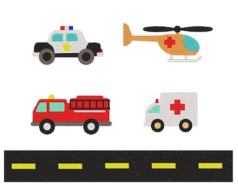VEICOLI di emergenza ricamo-macchina ricamo-più taglie-Instant download digitale