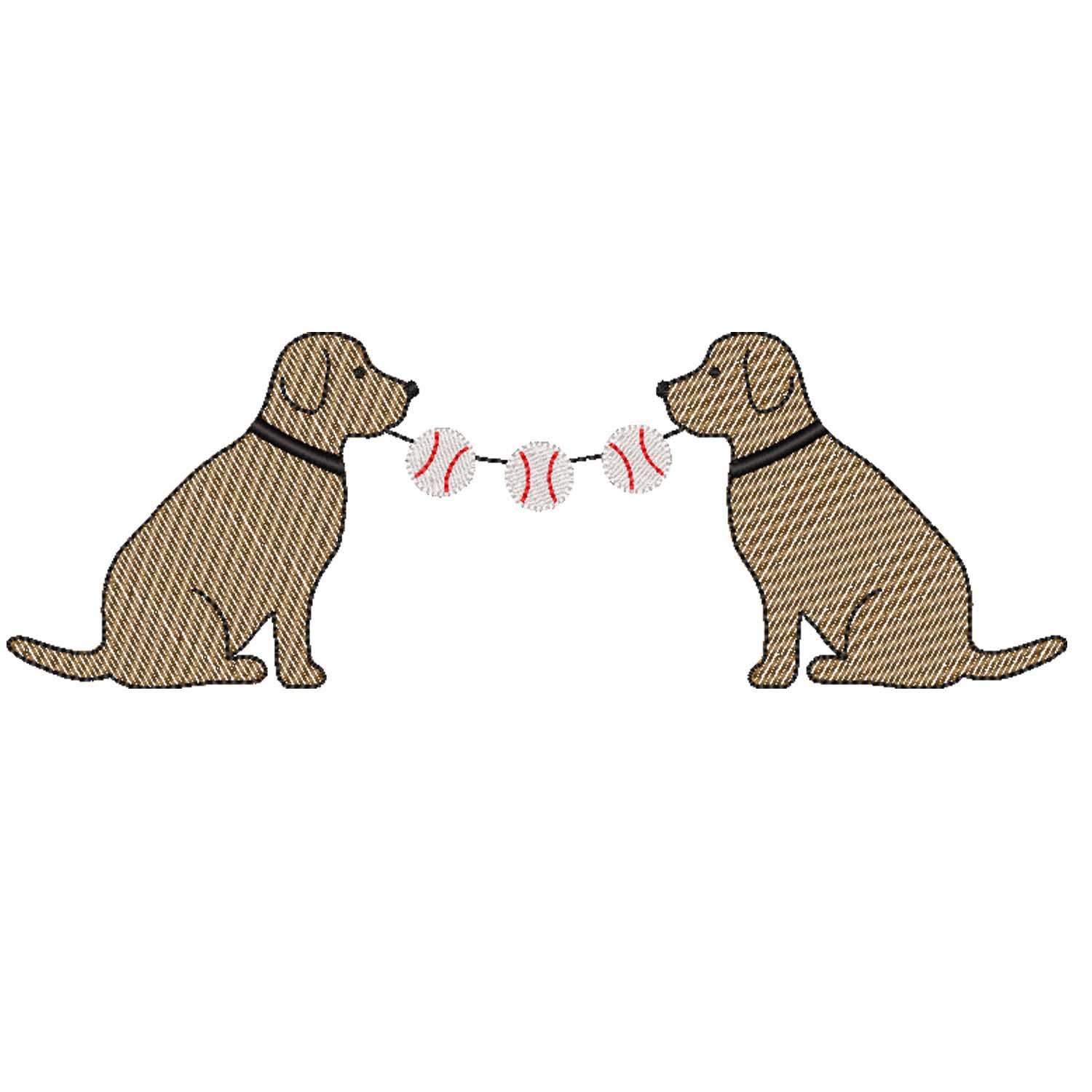 DOGS HOLDING BASEBALLS Machine Sketch Embroidery Design - Etsy