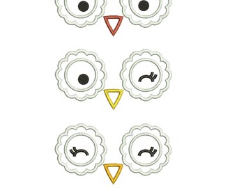 OWL EYES - Applique Design - 3 Different Designs (Open Eyes, Closed Eyes, Winking Eyes) - Machine Embroidery - Instant Download