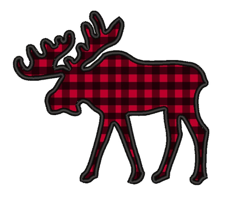 MOOSE Silhouette Applique Design Machine Embroidery Etsy