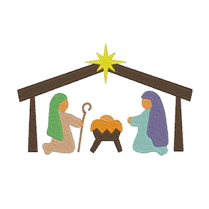 Christmas Nativity Scene Embroidery - Filled Embroidery - Machine Embroidery - Multiple Hoop Sizes - Instant Digital Download