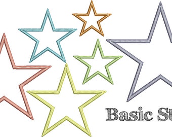 BASIC STAR Applique Design - Instant Download Digital File - Machine Embroidery