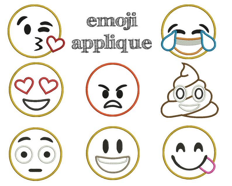 EMOJI Appliques Set of 8 Machine Embroidery Multiple Etsy