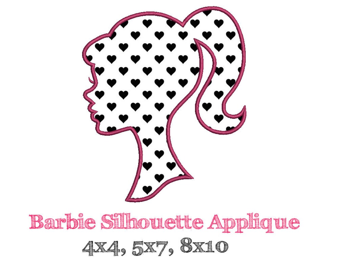 BARBIE SILHOUETTE Applique Design Machine Embroidery Etsy