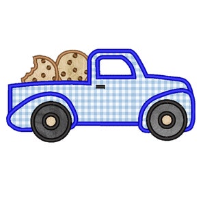 TRUCK APPLIQUE with COOKIES applique - Machine Embroidery Design - Instant Digital Download - Multiple Sizes