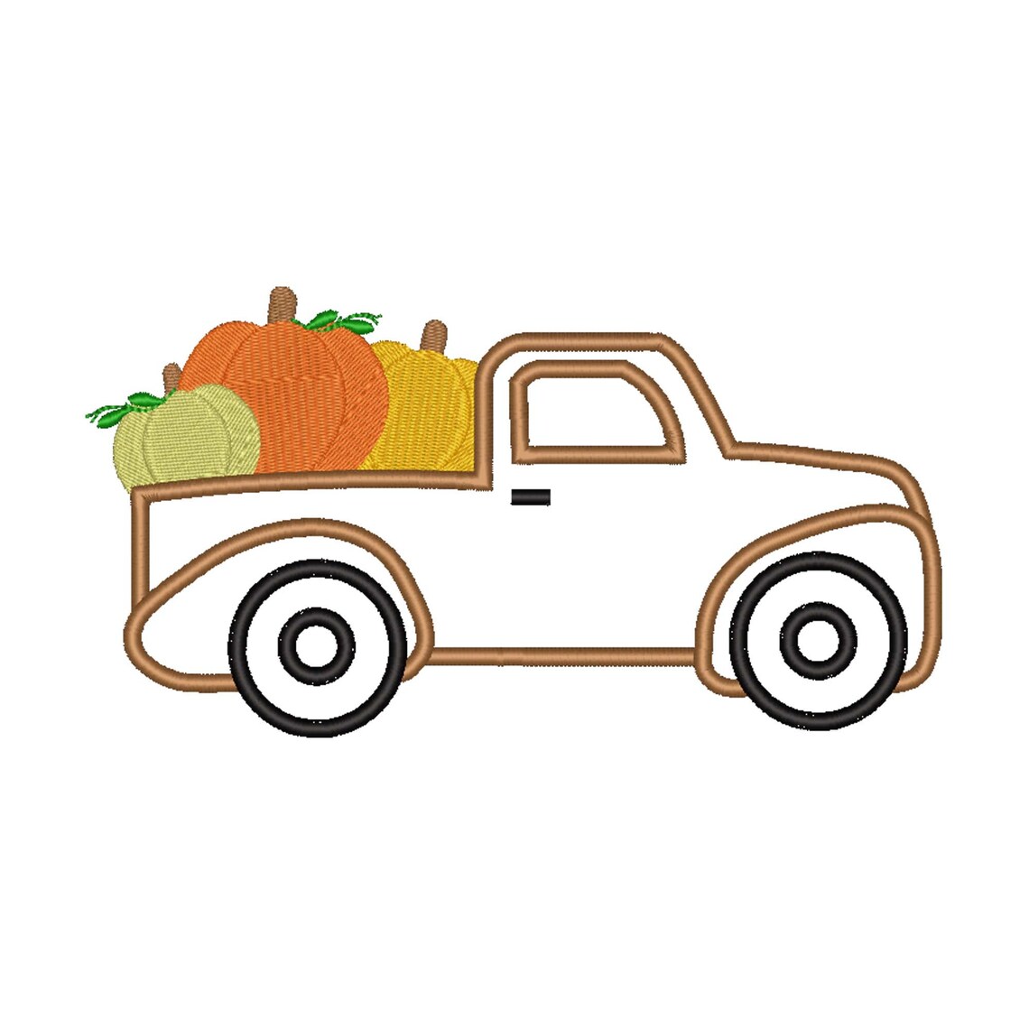 TRUCK APPLIQUE With Embroidery Pumpkins Machine Embroidery Etsy