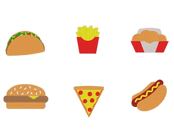 3 Set of Fast foods Machine Embroidery Design File