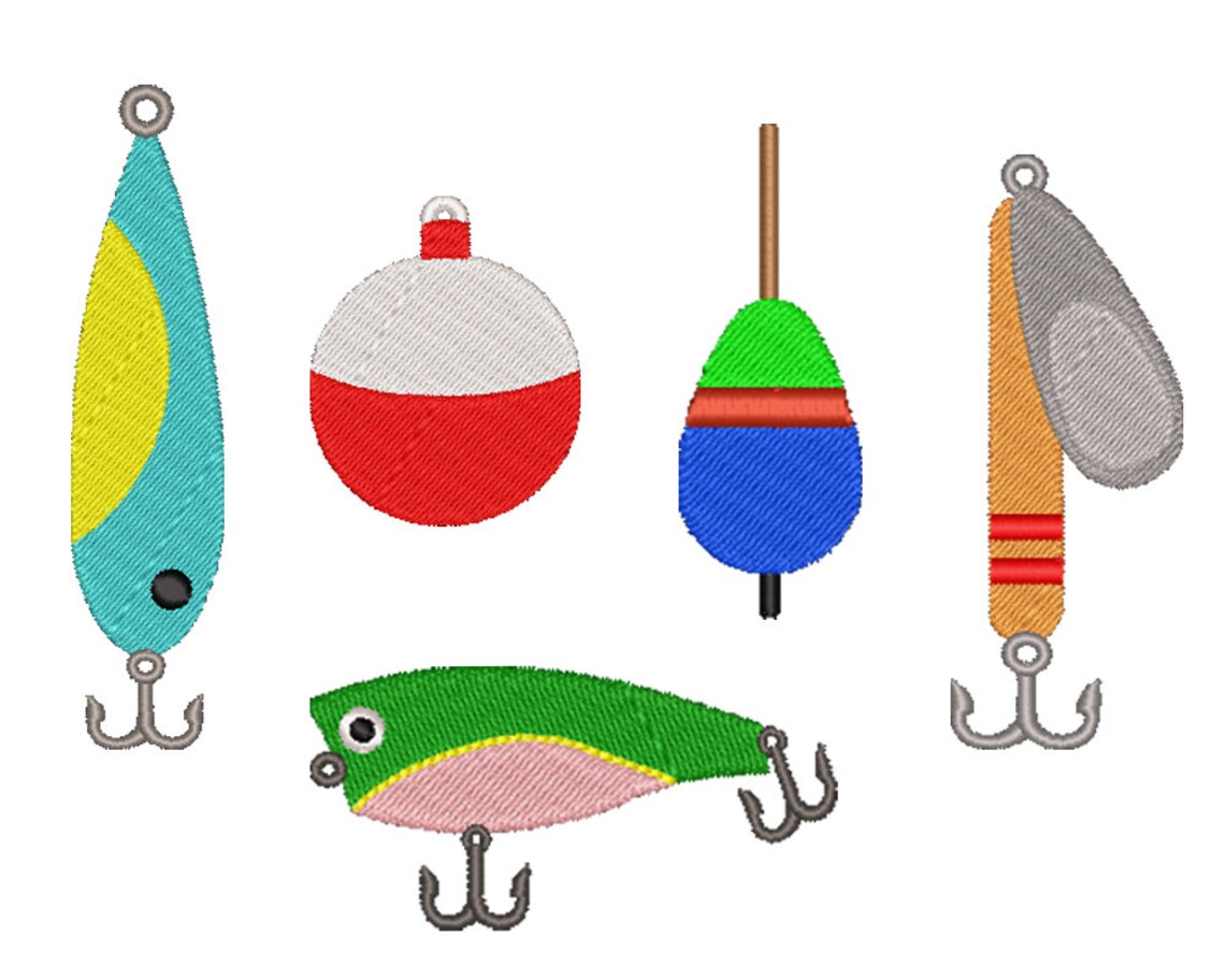 FISHING LURES Embroidery Design 5 Designs Machine Etsy