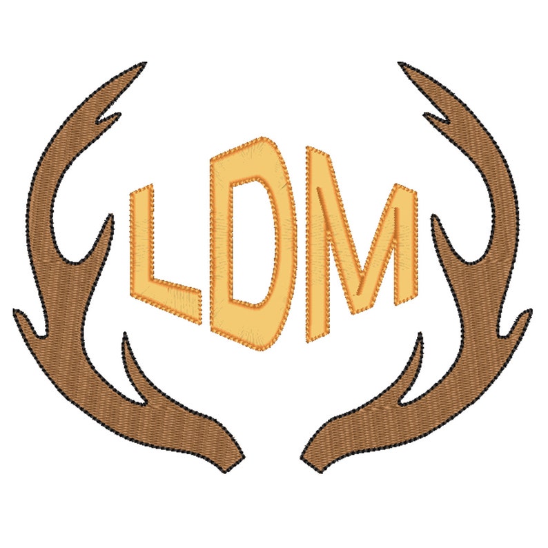 Deer antlers frame machine embroidery monogram embroidery  etsy Deer antlers frame machine embroidery monogram embroidery  etsy