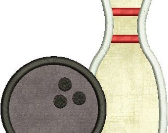 BOWLING Applique Design - Instant Download Digital File - Machine Embroidery