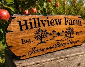 Personalized Farm Orchard Sign • Custom Carved Wooden Homestead Decor