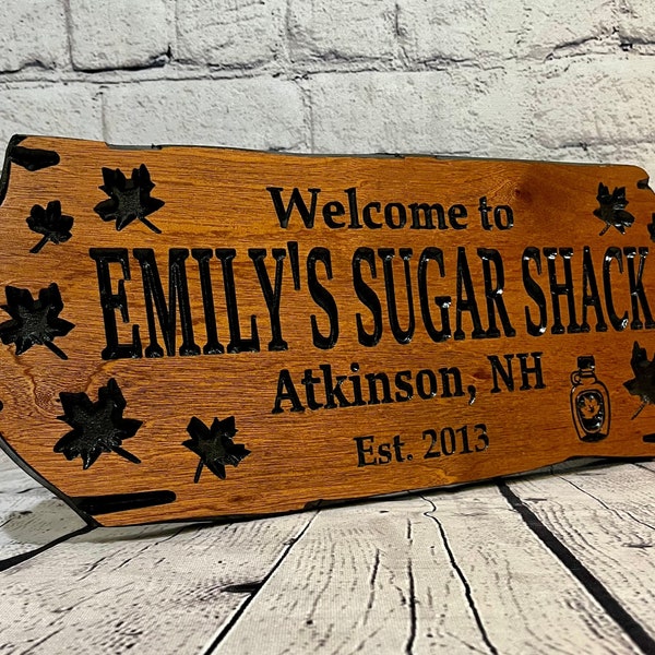 Outdoor Sign with Maple Leaves, Rot Resistant Wooden Carved Sign for Sugar Shack, Maple Grove, Maple Syrup Sold Here Plaque, Benchmark Signs