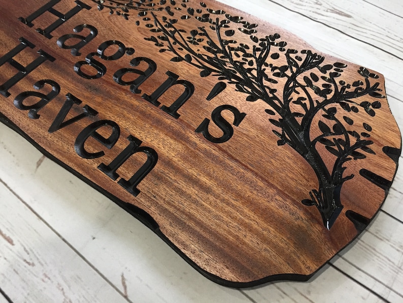 Custom Wood Signs, Outdoor Wooden Sign, Personalized Sign, Carved Wood Signs, Wooden Name Signs, Camping Signs, Treehouse, Benchmark Signs image 3