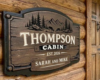 Custom Outdoor Wooden Sign, Personalized Cabin Signs, Rustic Lakehouse Decor, Wood Address Plaque