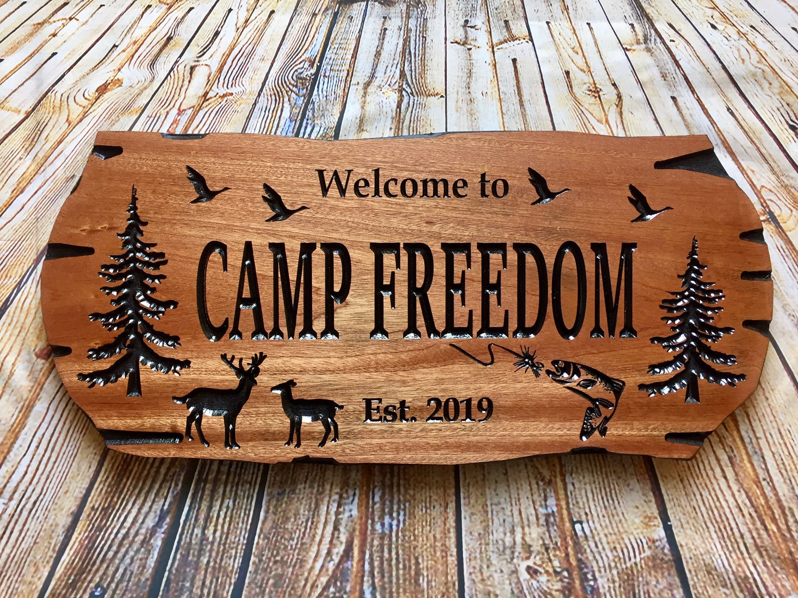Custom Wooden Signs, Large Outdoor Sign, Rot Resistant Wood, Nature Inspired Cabin And Camp Sign, Rustic Design, Wildlife Lodge Plaque