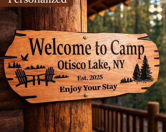 Personalized Cabin Sign, Rustic Cabin Décor, Outdoor Custom Wooden Signs