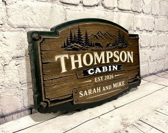 Custom Carved Wood Sign, Personalized Cabin Signs, Welcome Lake House,