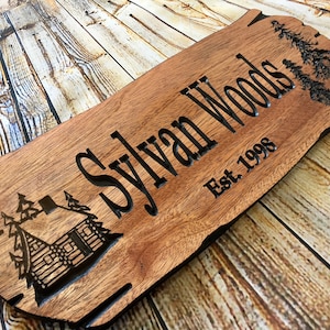 Custom Sign, Wooden Carved Sign, Rustic Cabin Sign, Outdoor Wooden Sign, Pine Trees, Cabin Decor
