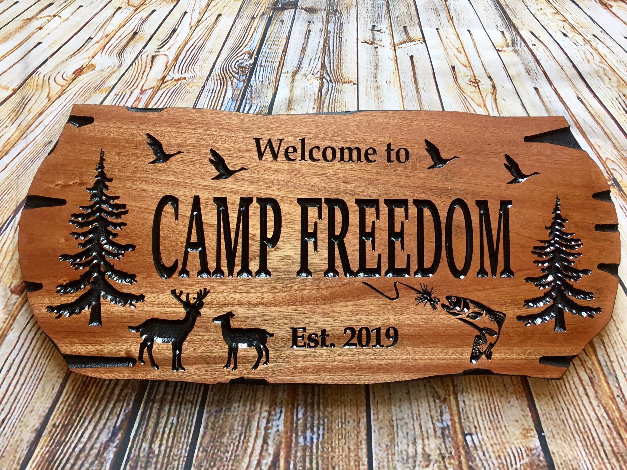 Custom Wooden Signs, Large Outdoor Sign, Rot Resistant Wood, Nature Inspired Cabin And Camp Sign, Rustic Design, Wildlife Lodge Plaque