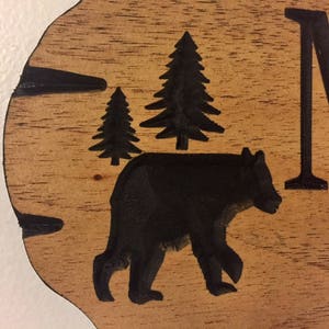 Outdoor Carved Signs, Wooden carved Signs, Custom Wood Sign, Pine Trees and Bear, Camp Sign, Cabin Decor, Lakehouse Sign, Cottage Sign, image 3