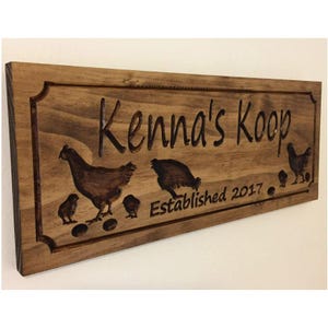 Personalized Wooden Chicken Coop Sign - Rustic Farm Decor for Hen Houses, Custom Carved Outdoor Indoor Designs, Gift for Chicken Lovers