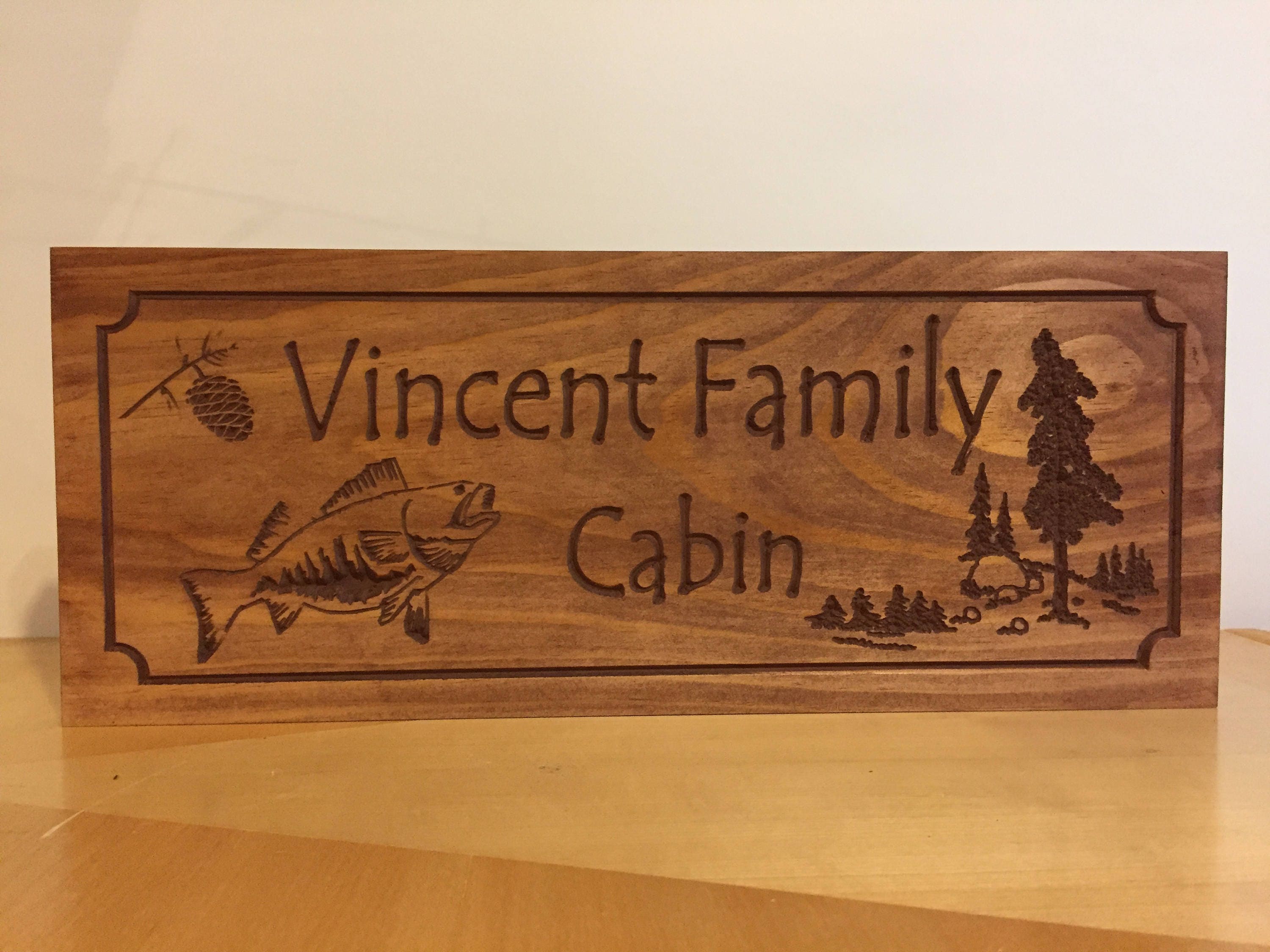 Wood Carved Cabin Signs Family Last Name Signs Pine Etsy