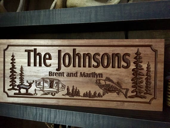 Camping Signs Rv Address Plaque Camp Fire Wood Carved Signs Personalized Wood Wall Art Cabin Decor Happy Campers Benchmark Signs 53 - 