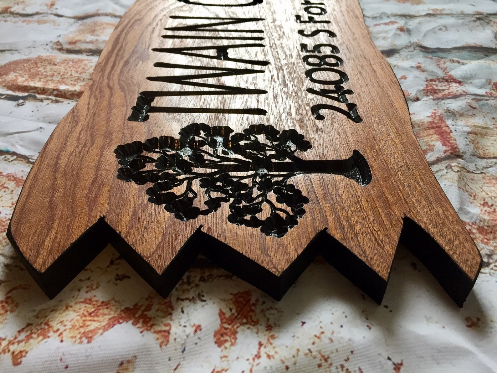 Custom Rustic Sign With Oak Tree Acorn and Jagged Edges Etsy