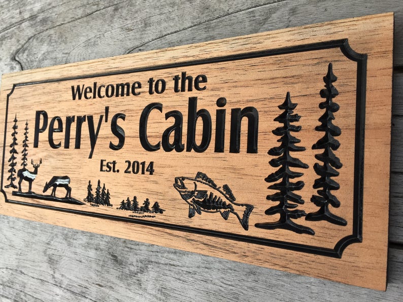 Outdoor Wood Sign Carved Cabin Signs Last Name Family Sign Etsy