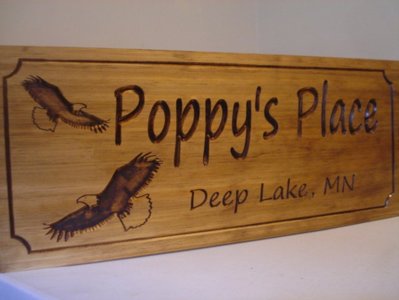 Personalized Eagle Outdoor Wildlife Wooden Carved Address Etsy