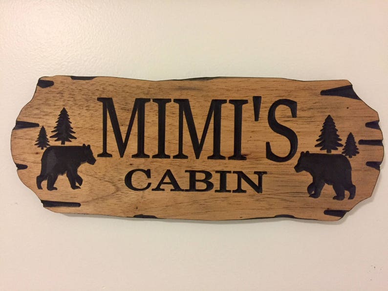 Outdoor Carved Signs, Wooden carved Signs, Custom Wood Sign, Pine Trees and Bear, Camp Sign, Cabin Decor, Lakehouse Sign, Cottage Sign, image 5