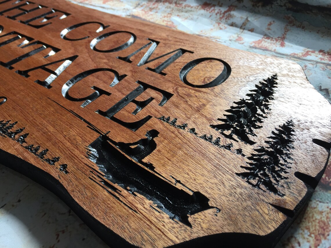 Custom Lake House Signs Carved Wood Signs Outdoor Wooden Etsy