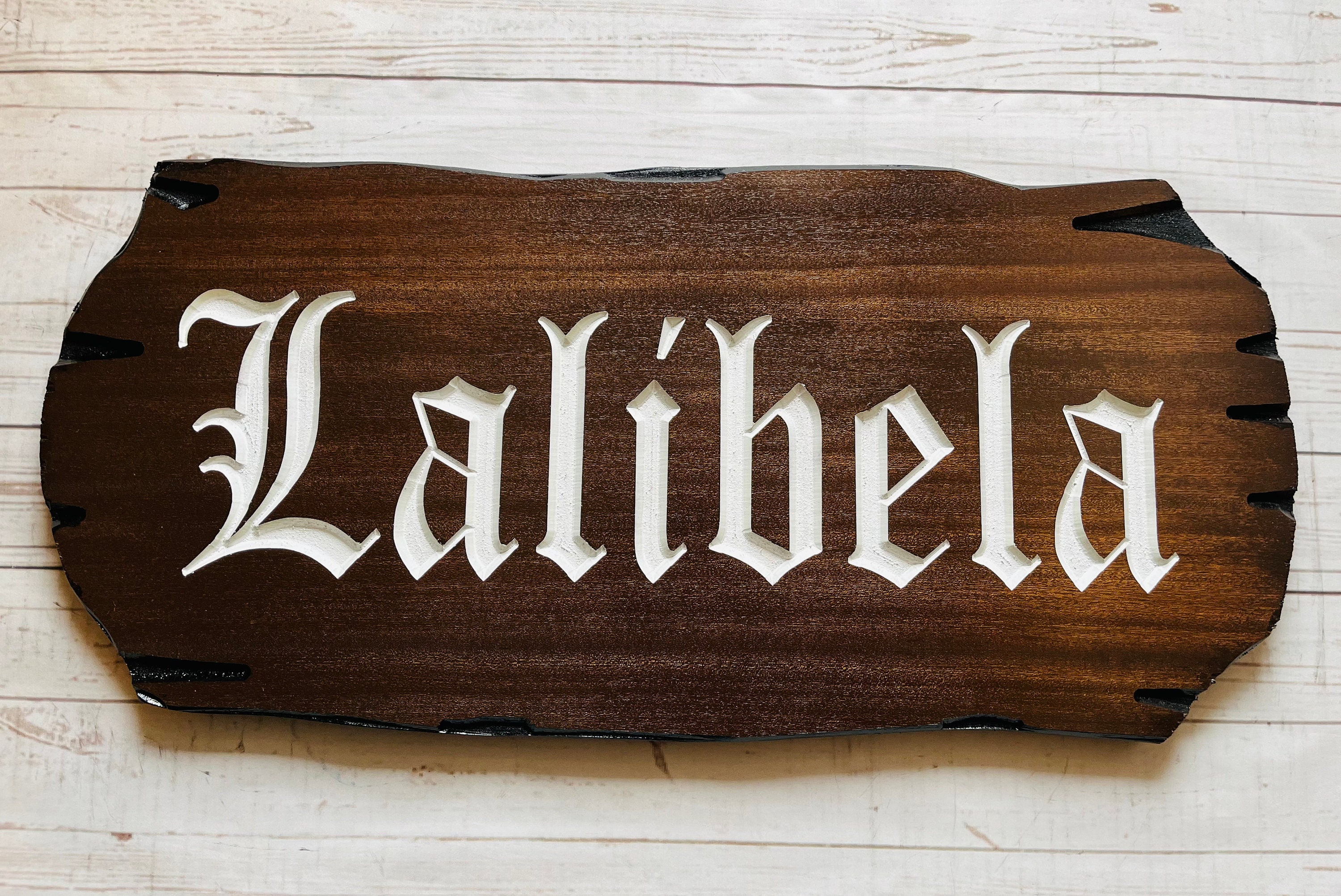 Personalized Wood Sign: Carved Old World Font, Rustic Edge - Etsy